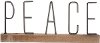14 Inch Peace Metal Word Art on Wood Base