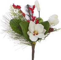 14 Inch Real Touch Magnolia and Berry Pick for Arrangement