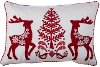 20 Inch White and Red Deer Holiday Throw Pillow