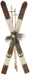 30 Inch Cream Wood and Rust Metal Ski Ornament