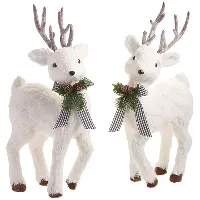 Assorted White Deer with Bow Winter Decoration