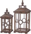 16 Inch Brown Fir Wood Lantern