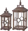 16 Inch Brown Fir Wood Lantern