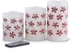 White and Red Peppermint LED Flameless Pillar Candles (Set of 3)