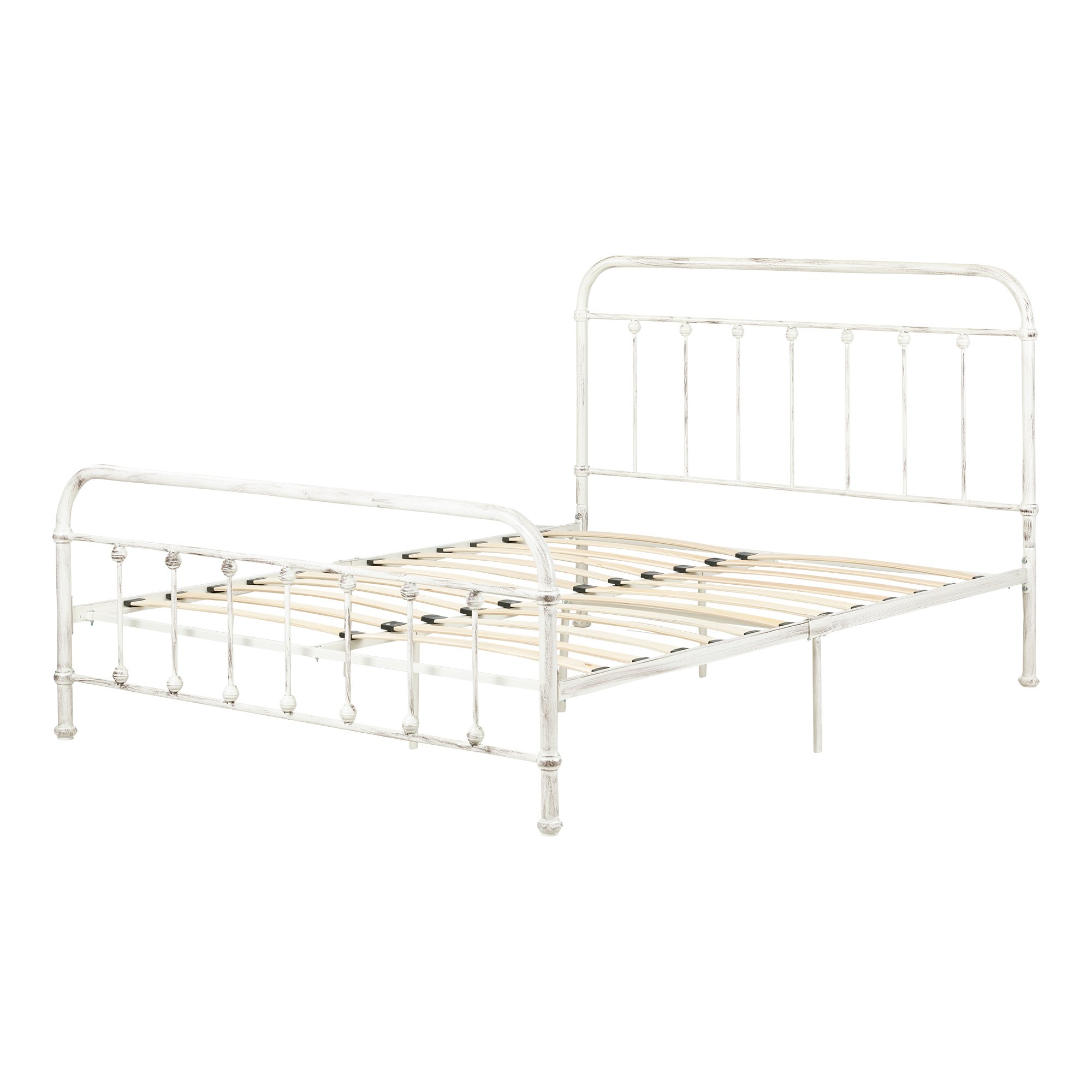12320 Shabby Chic White Queen Metal Bed - Prarie-5