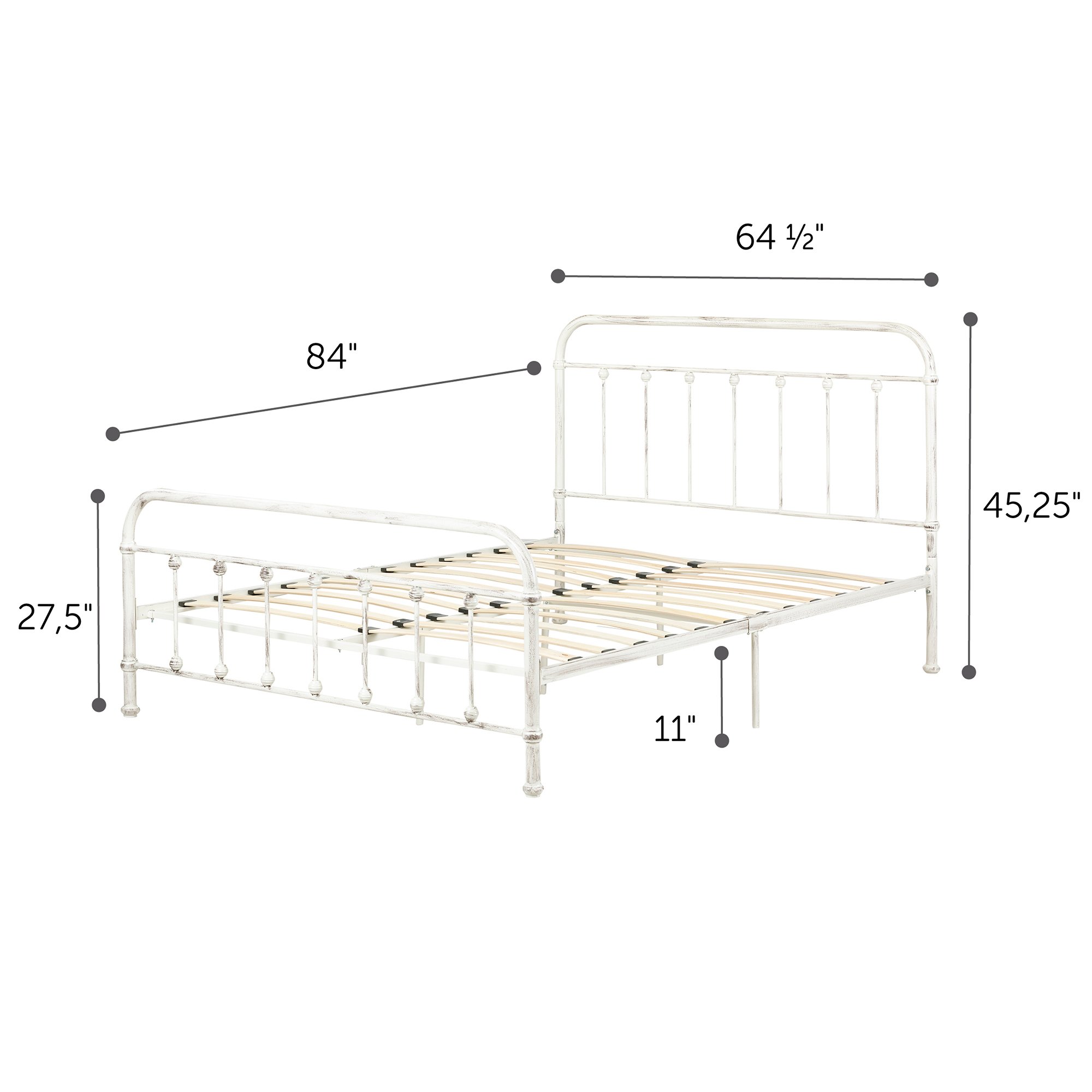 12320 Shabby Chic White Queen Metal Bed - Prarie-6