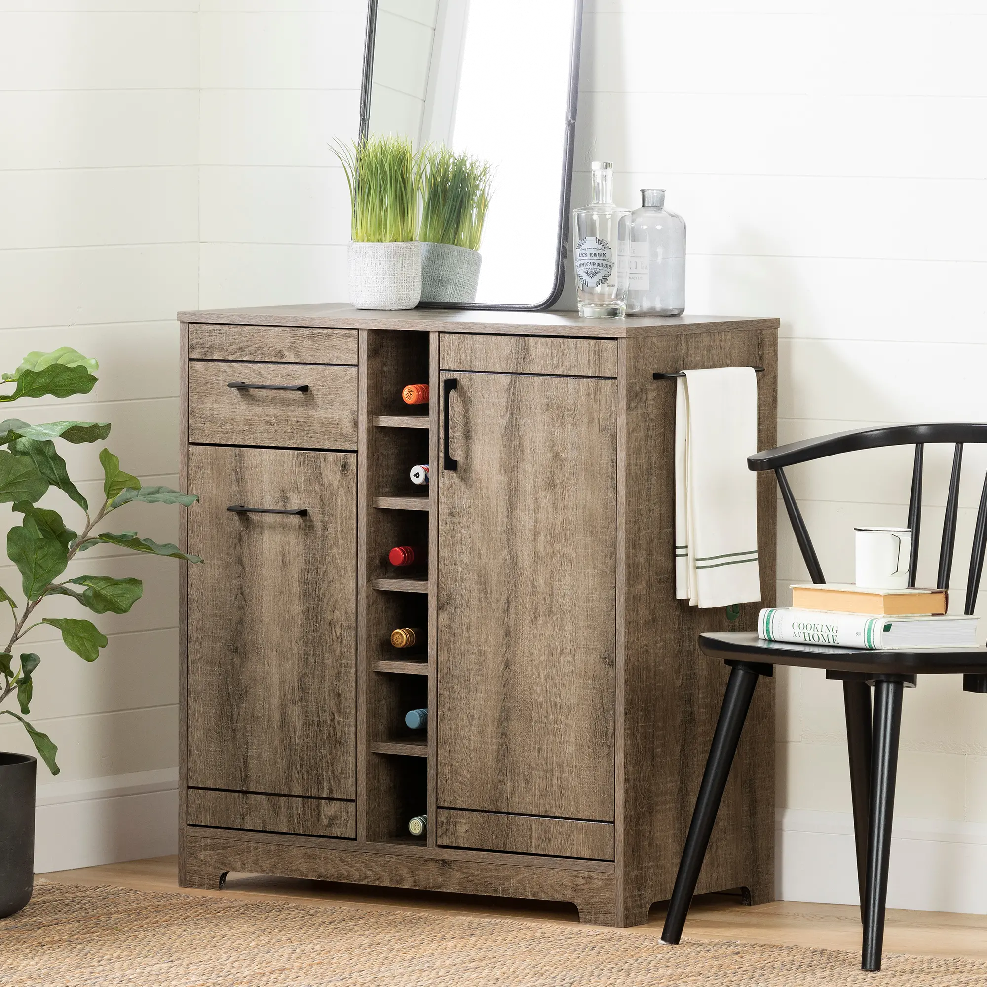 12331 Weathered Oak Bar Cabinet with Bottle Storage - Vietti-1