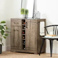 12331 Weathered Oak Bar Cabinet with Bottle Storage - Vietti