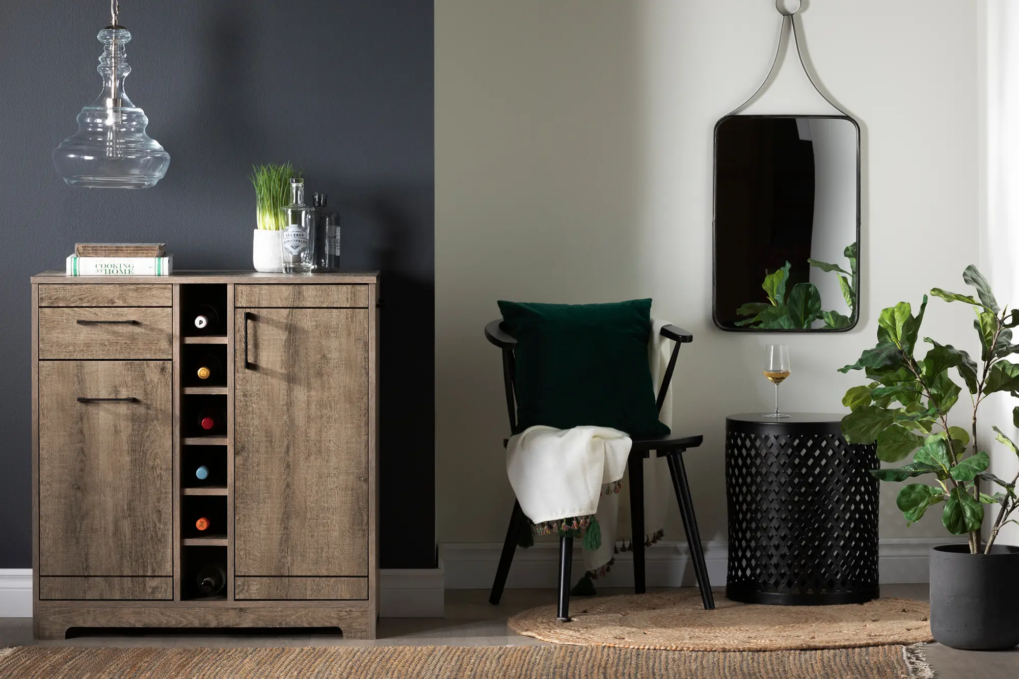 12331 Weathered Oak Bar Cabinet with Bottle Storage - Vietti-3
