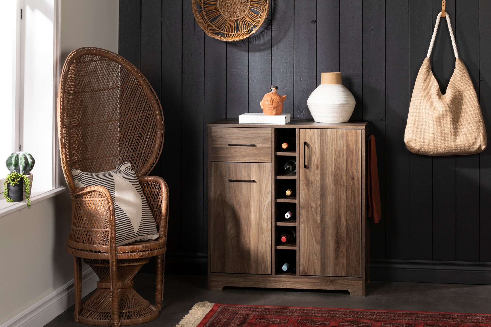 12332 Walnut Bar Cabinet with Bottle Storage - Vietti-3