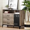 12339 Industrial Matte Black and Weathered Oak 3 Drawer Buffet - Valet