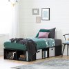 12346 Black Oak Twin Platform Bed with Storage Bins - Flexible