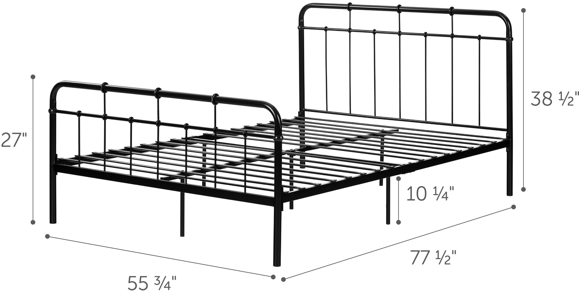 12357 Black Industrial Metal Full Platform Bed - Versa-7