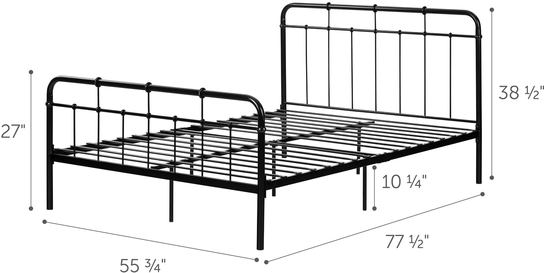 12357 Versa Black Industrial Metal Full Platform Bed-7