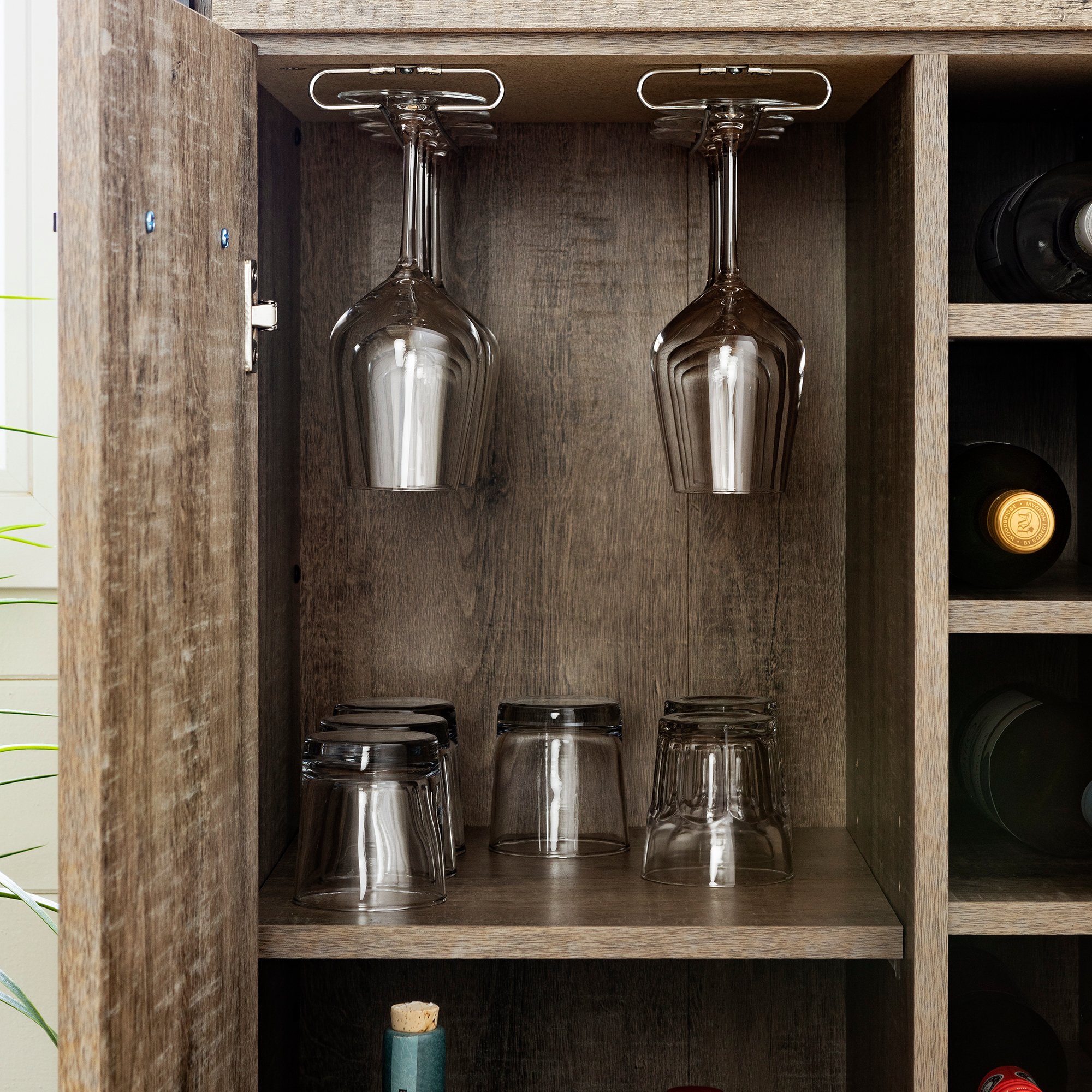 12359 Weathered Oak and Black Tall Bar Cabinet - Munich-2