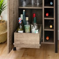 12359 Weathered Oak and Black Tall Bar Cabinet - Munich-3