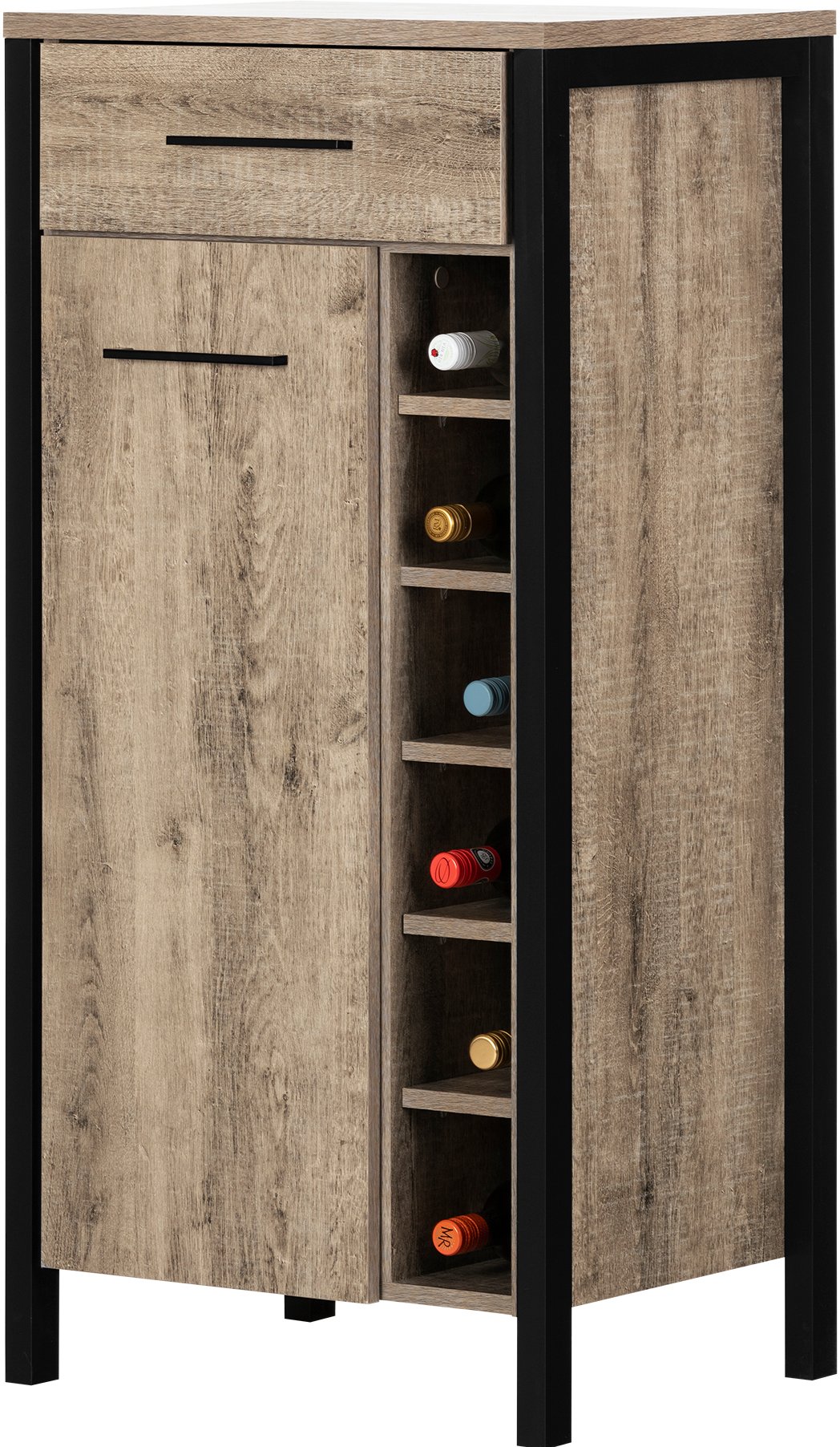 12359 Weathered Oak and Black Tall Bar Cabinet - Munich-4