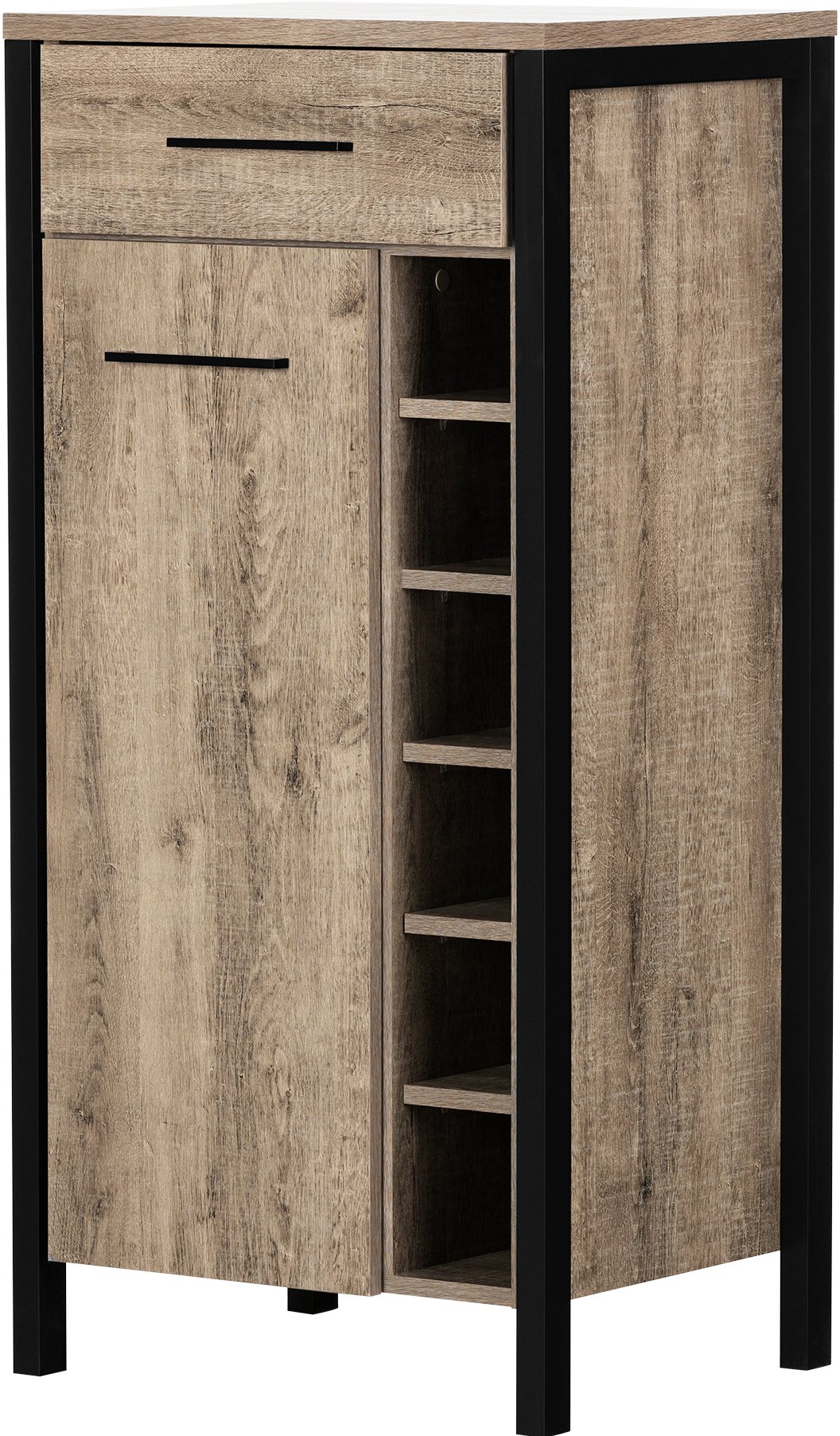 12359 Weathered Oak and Black Tall Bar Cabinet - Munich-5