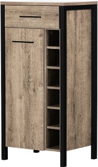 12359 Weathered Oak and Black Tall Bar Cabinet - Munich-5