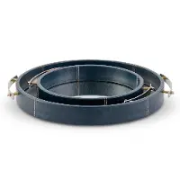 16 Inch Navy Blue Mirrored Tray with Handles