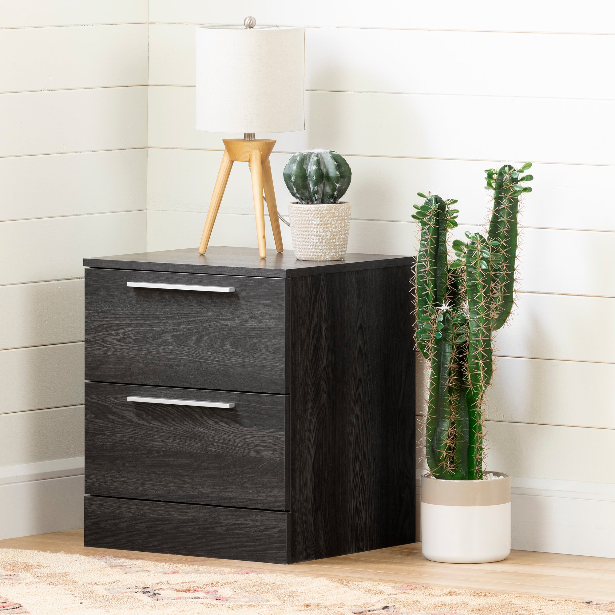 12417 Gray Oak 2 Drawer Nightstand - Step One Essential-1