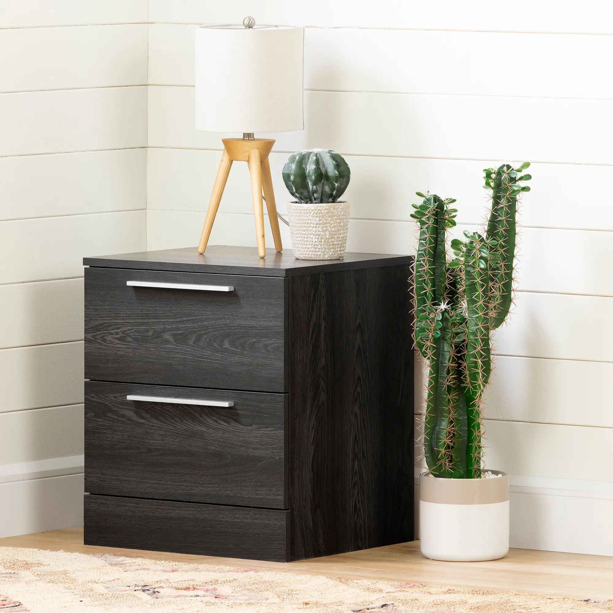 12417 Gray Oak 2 Drawer Nightstand - Step One Essential-1