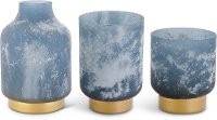 10 Inch Frosted Blue Glass Container-2