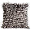 16 Inch Square Gray Three Tone Faux Fur Throw Pillow