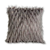 16 Inch Square Gray Three Tone Faux Fur Throw Pillow