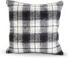 17 Inch Black and Cream Plaid Square Throw Pillow