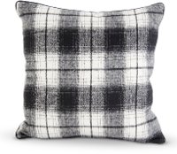 17 Inch Black and Cream Plaid Square Throw Pillow