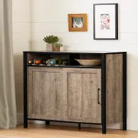 12463 Munich Weathered Oak and Black Bar Cabinet