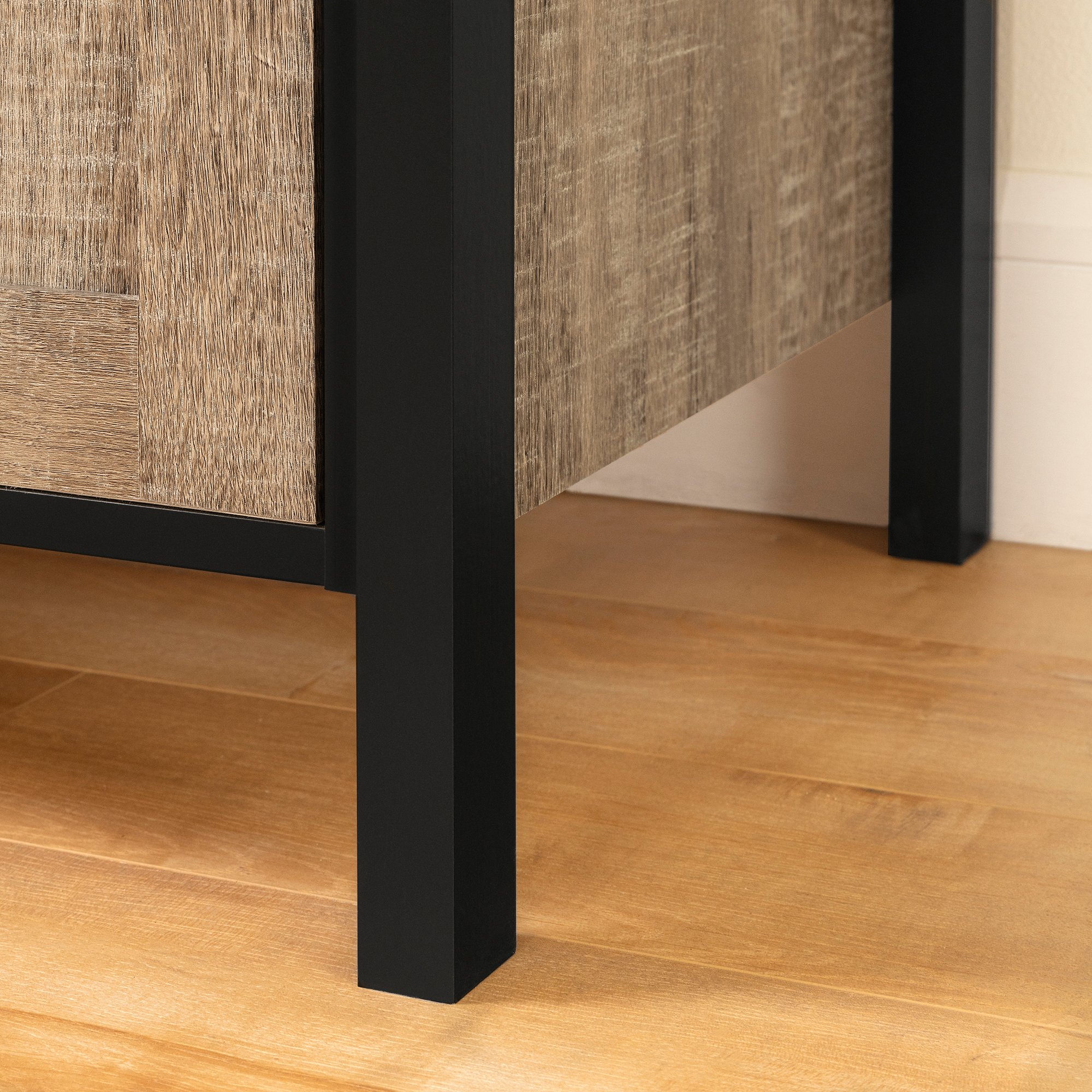 12463 Munich Weathered Oak and Black Bar Cabinet-2
