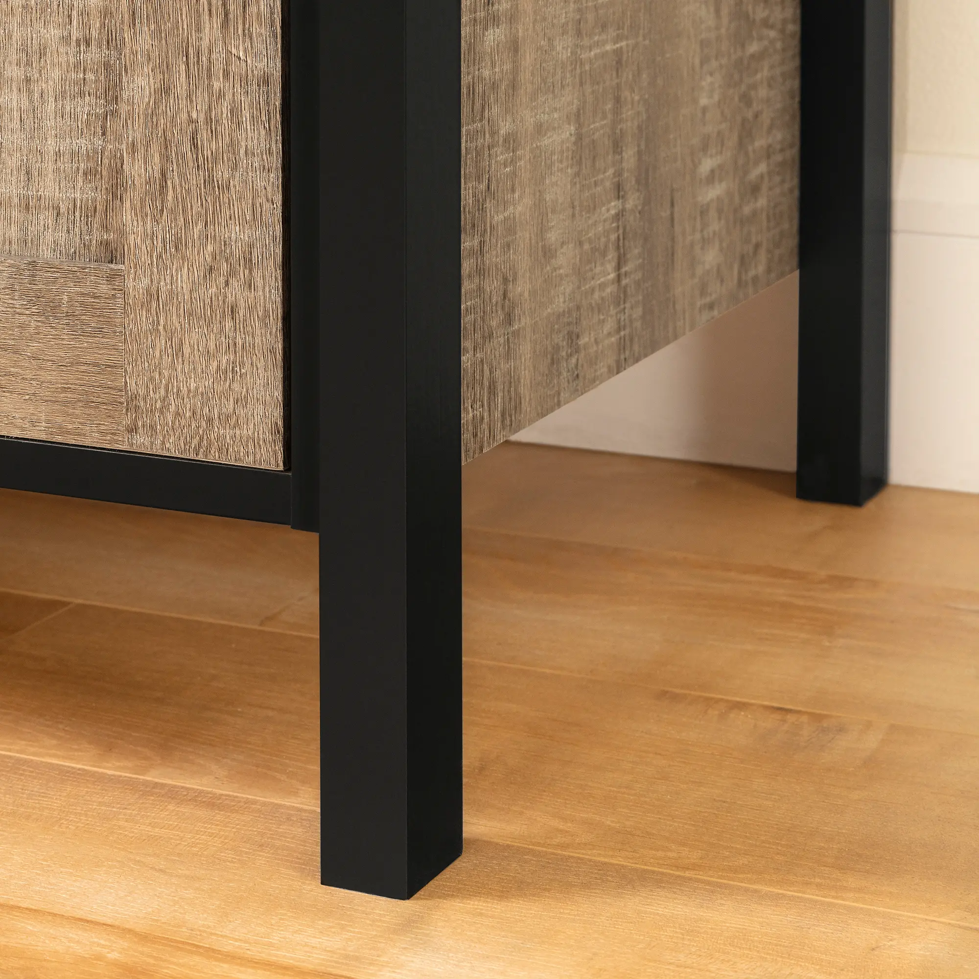 12463 Munich Weathered Oak and Black Bar Cabinet-2