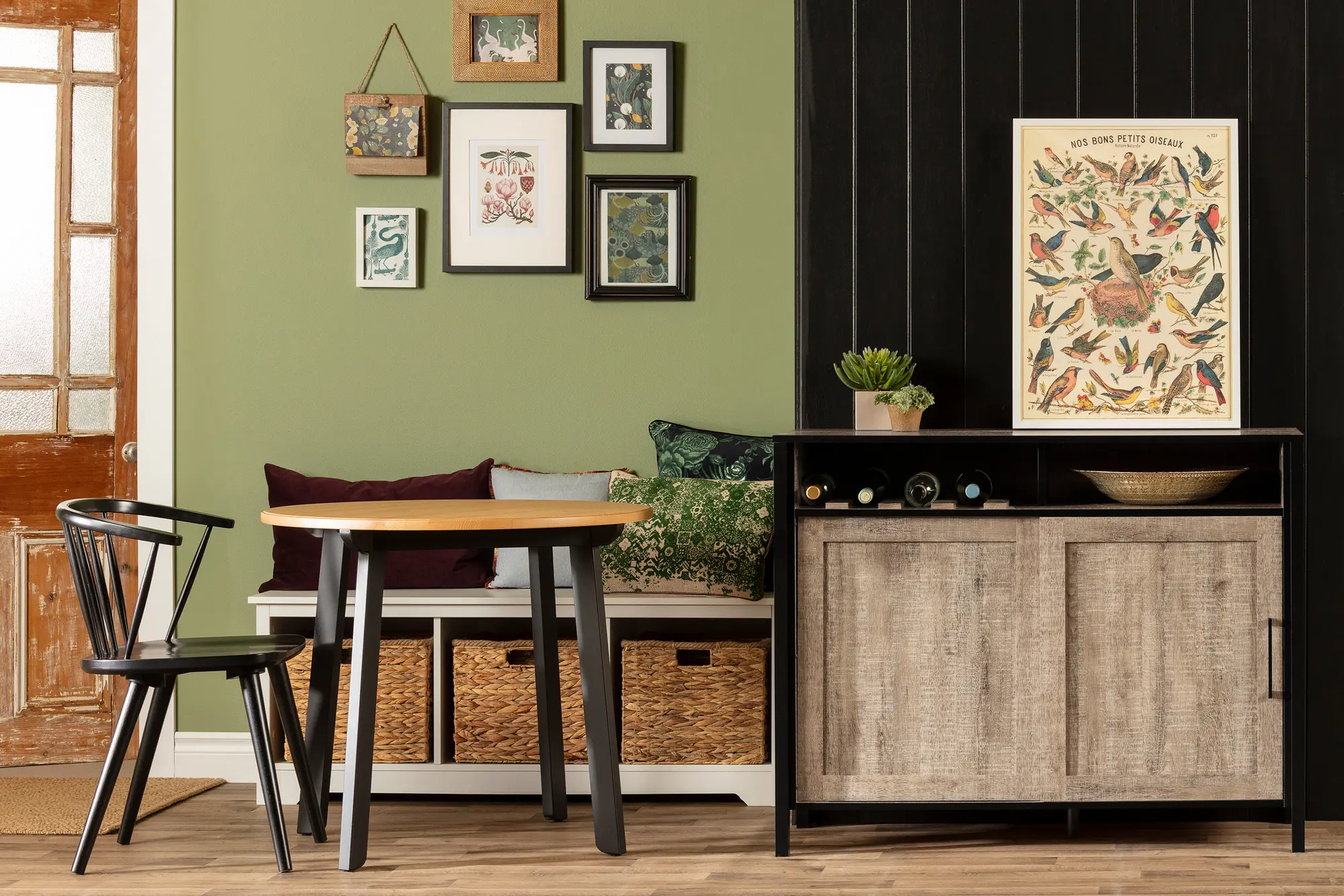 12463 Munich Weathered Oak and Black Bar Cabinet-3