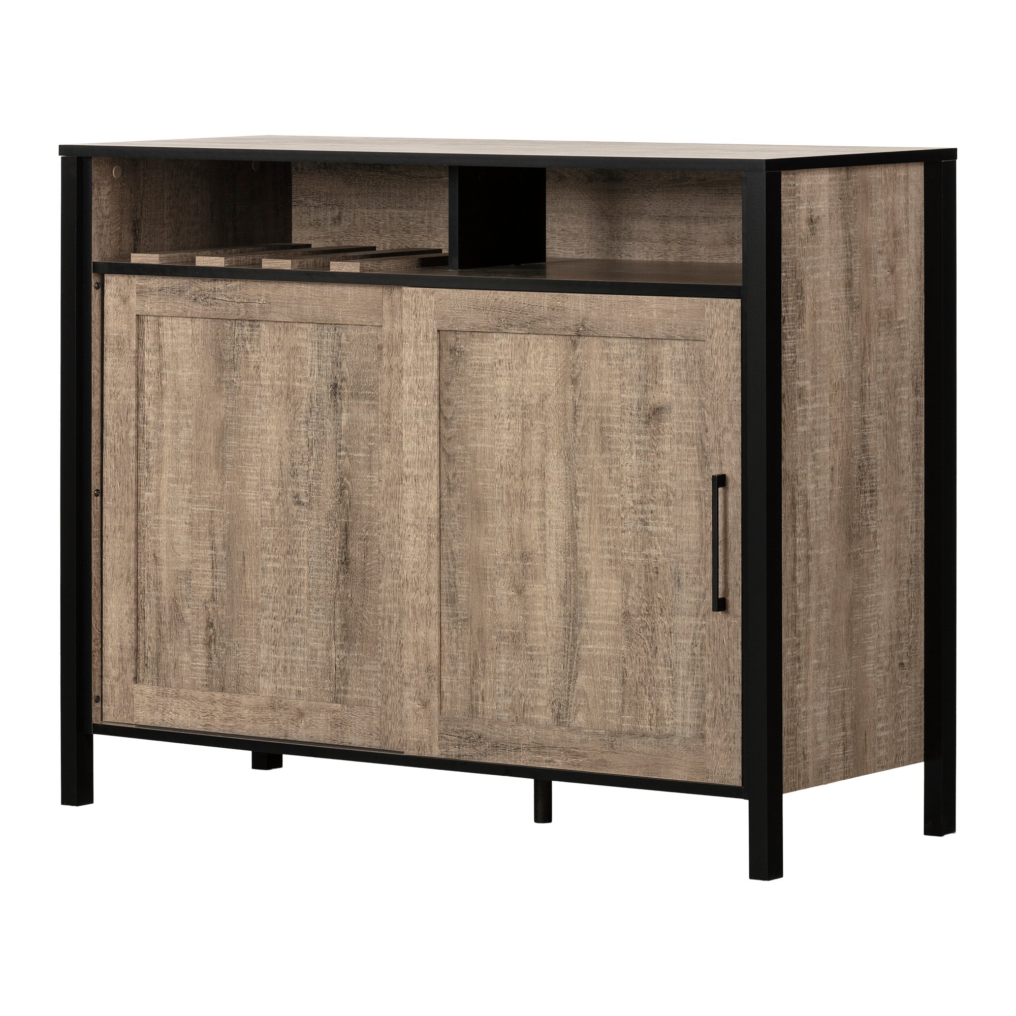 12463 Munich Weathered Oak and Black Bar Cabinet-5