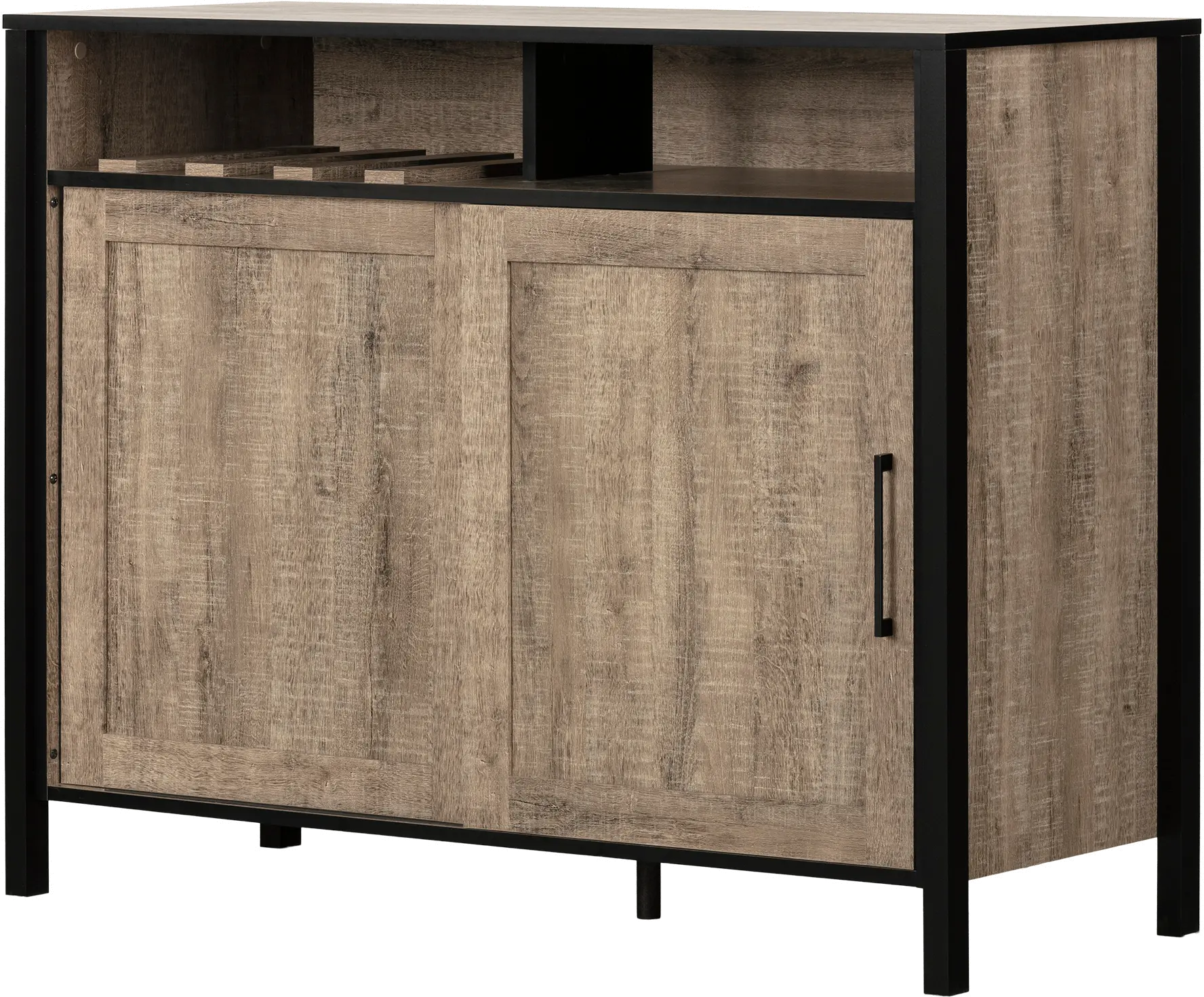 12463 Munich Weathered Oak and Black Bar Cabinet-5