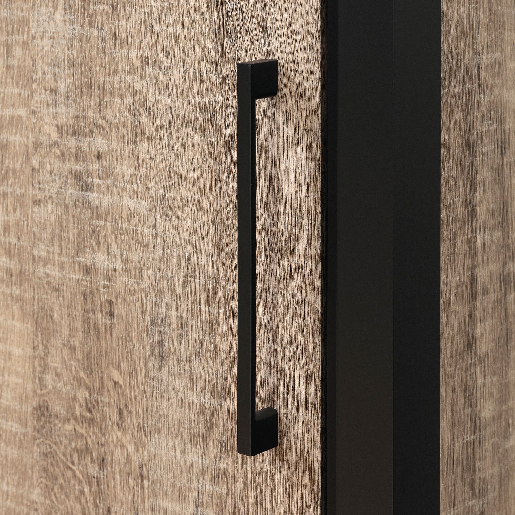 12463 Munich Weathered Oak and Black Bar Cabinet-6