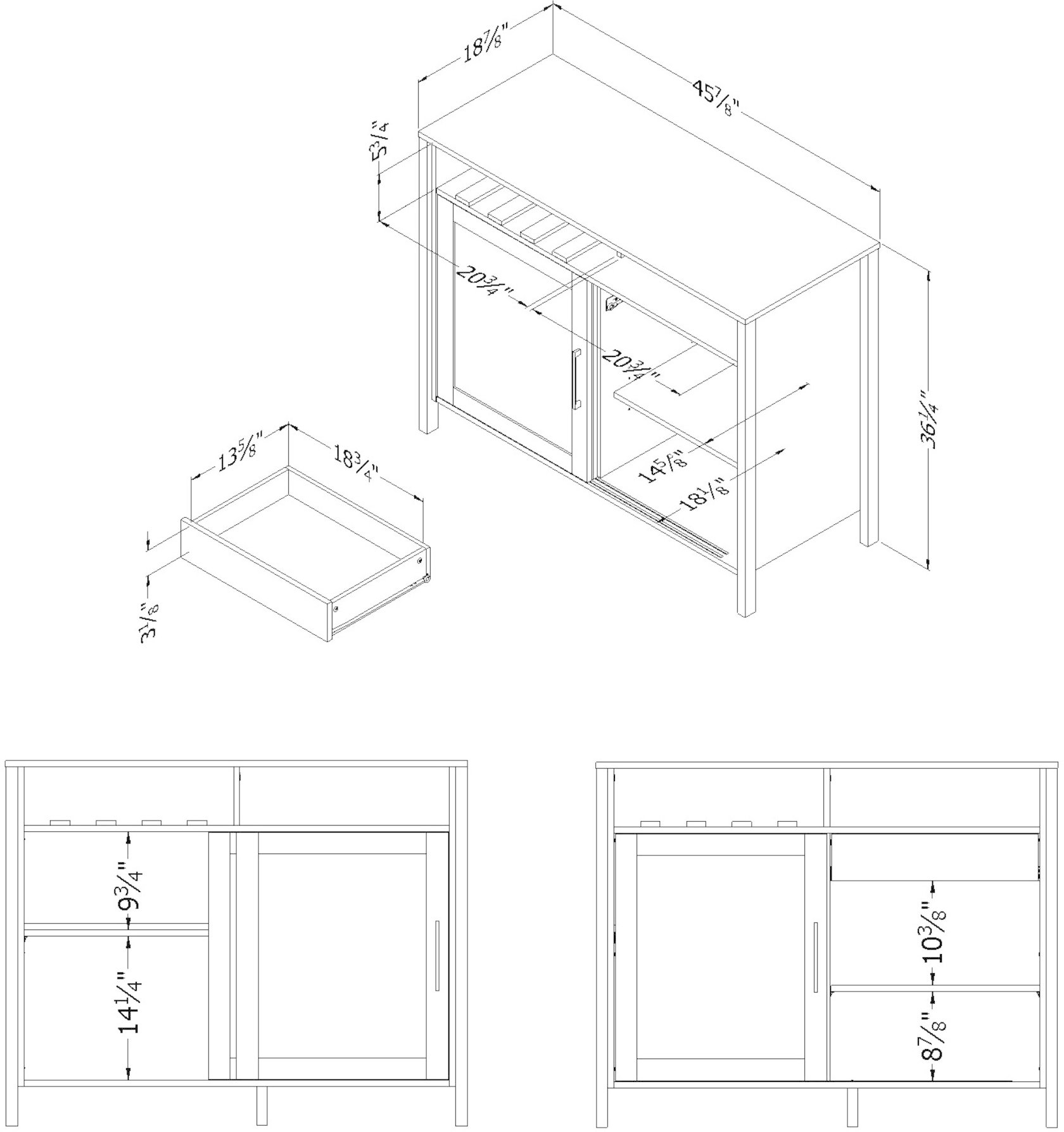12463 Munich Weathered Oak and Black Bar Cabinet-8