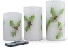 Faux Holly LED Flameless Wax Pillar Candles (Set of 3)