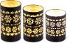 6 Inch Black LED Glass Candle Holder with Snowflakes