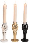 Assorted Black, Gold or White Skeleton Hand Candle Holder