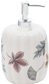 White Homestead Pumpkin Soap Dispenser with Leaves