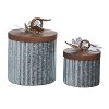 Medium Brown and Gray Metal Pumpkin Container