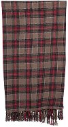 Red, Green and Tan Plaid Throw Blanket with Fringe
