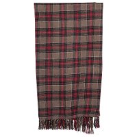 Red, Green and Tan Plaid Throw Blanket with Fringe-3