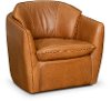 Contemporary Light Brown Leather Swivel Chair - Sidney