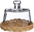 5 Clear Glass Cloche with a Natural Cane Base