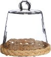 8 Inch Clear Glass Cloche with a Natural Cane Base