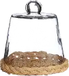 8 Inch Clear Glass Cloche with a Natural Cane Base